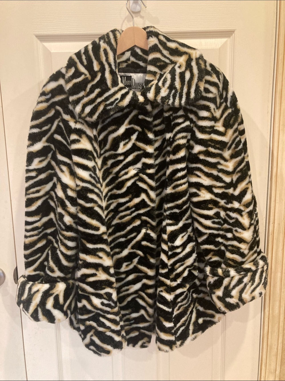 Vintage 2000 Madison Black & White Zebra Faux-Fur Teddy Coat
